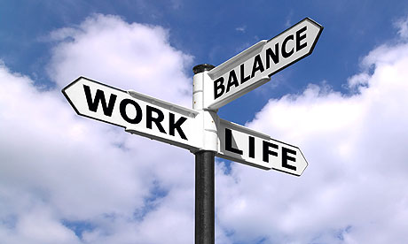 A signpost directing work life balance